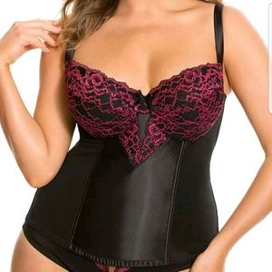 Cacique Bustier Black w Pink Lace Corset